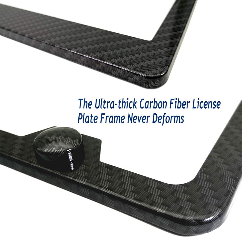 Aootf License Plate Frames Anti Theft- Tamper Proof Carbon Fiber Patterns Car Tag Holder, Heavy Duty Black Aluminum Bracket, Mount Hardware Kit- Stainless Steel Self-Tapping Screws Caps - Image 5